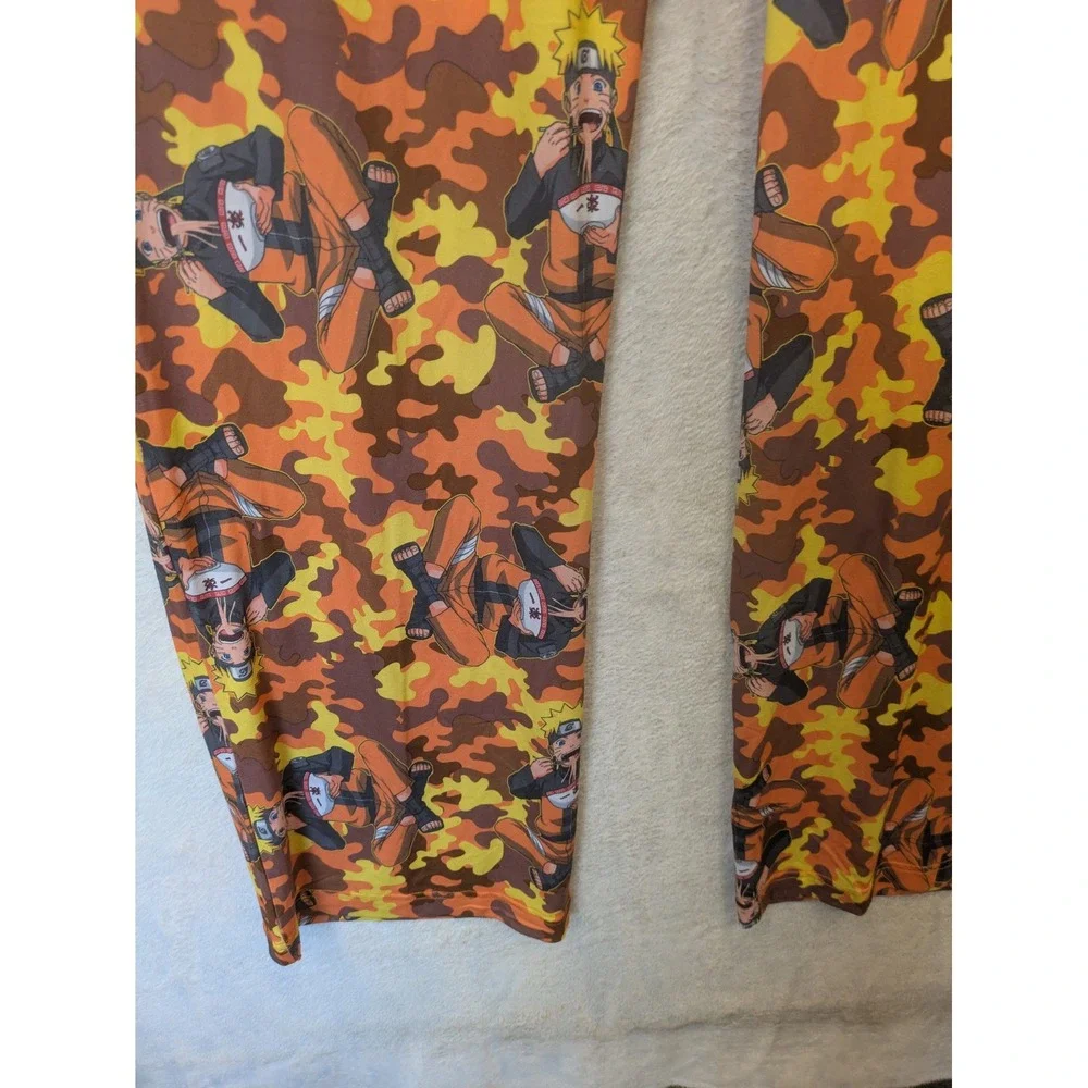 NEW Naruto Sleep Pants Men's‎ Medium Orange Camo Ramen Character Print Pajamas